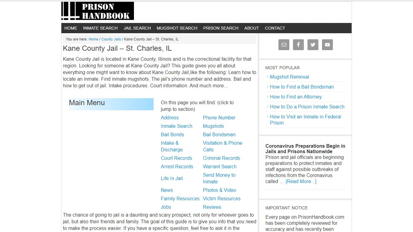 Kane County Jail – St. Charles, IL - Prison Handbook