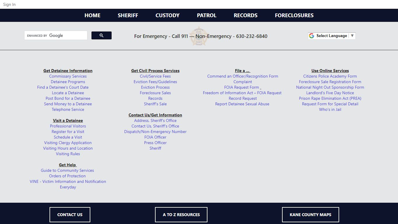 Pages - I-Want-To - Kane County Sheriff's Office